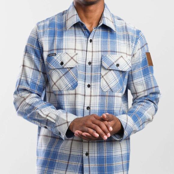 Howitzer Blue Plaid Button-Down Flannel Long Sleeve Shirt Size 100% Cotton Small - Picture 6 of 10